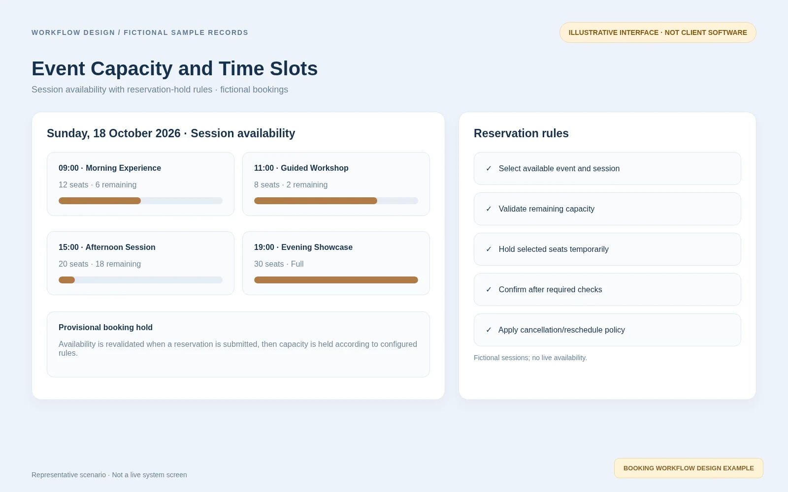 Capacity scheduling concept; fictional data; not a real client screenshot